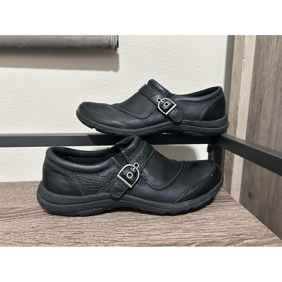 Merrell Shoes - Merrell Encore Black Leather Buckle Slip On Loafers Shoes J69078 Womens 7